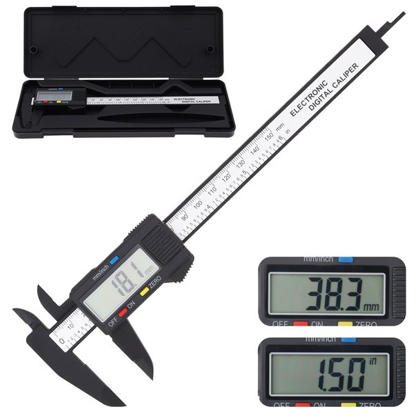 LCD-scherm 150 mm elektronische digitale schuifmaat schuifmaat micrometer met opbergdoos voor mechanische componentenmeting_voghion.com