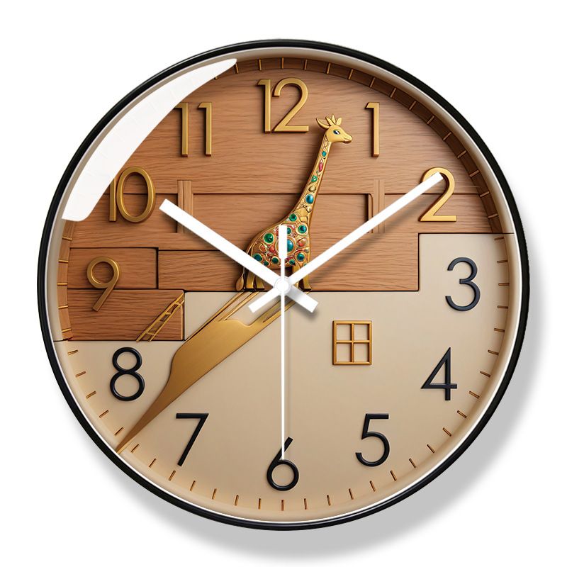 Yipula 7174 Simple Living Room Creative Fashion Sweep Second Ultra Quiet Cartoon Deer Wall Clock_voghion.com