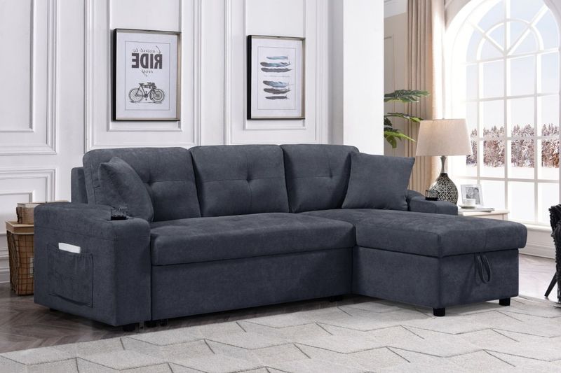 convertible Sectional Sofa With Armrest Storage_voghion.com