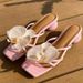 Women's Floral Square Toe Slides - Women's Chunky Heel Open Toe Sandals For Vacation_voghion.com