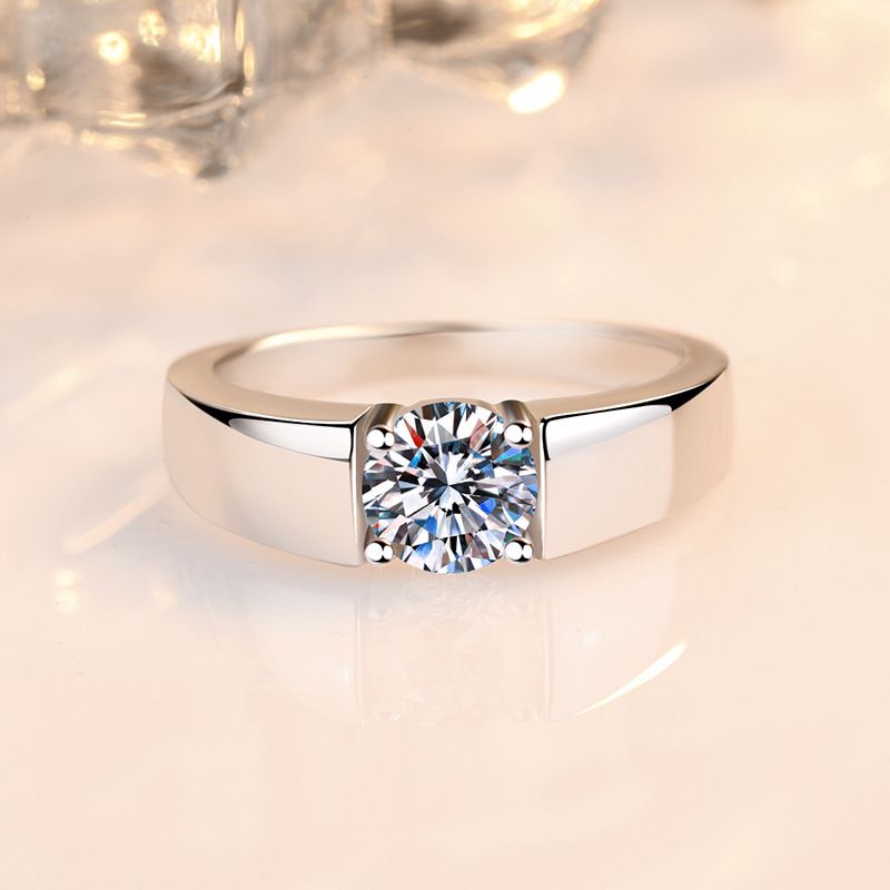 Ein Karat simulierter Moissanit-Diamantring, Paarpaar, Männer und Frauen, verstellbar, leicht, luxuriös, vielseitig, Eheringe_voghion.com