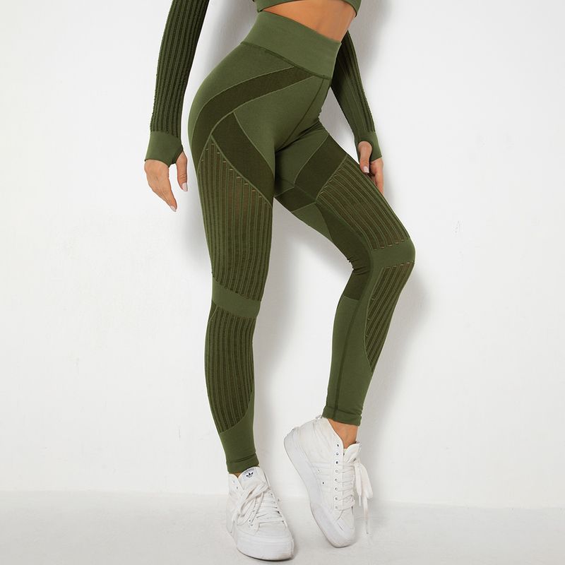 Women's Clothing New Seamless Knitted Quick Drying Hollow Yoga Fitness Pants High Waisted Hip Lifting Tight Fitting Sports Yoga Pants In Stock_voghion.com