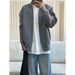 Cleanfit Zip-Up Knit Sweater – Men’s Oversized High-Neck Cardigan, Vintage-Inspired Polyester Blend Loungewear_voghion.com