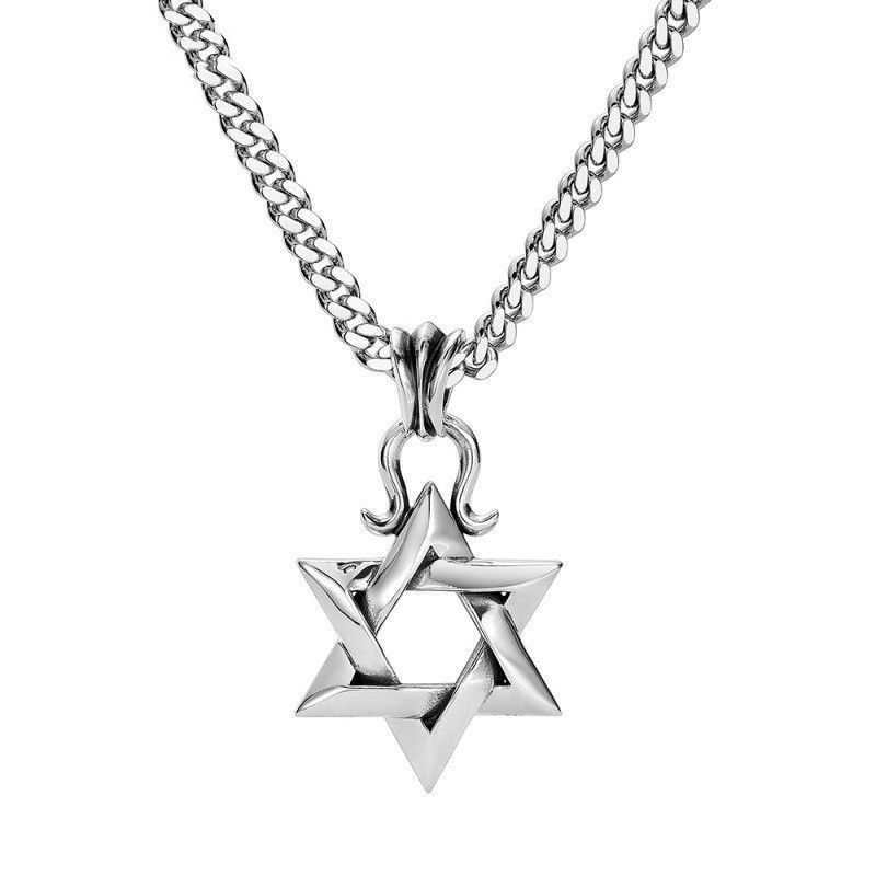 Collana con esagramma in argento Sterling da uomo, catena cubana, marchio trendy, versatile, hip hop, rock, luce, lusso, nicchia_voghion.com