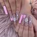 Glitter French Nails Press On - Floral Matte Fake Nails With Rhinestones - Reusable False Nails For Women - Easy To Apply Nail Art Stickers_voghion.com