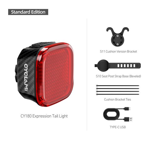 CYCLAMI Intelligent Expression Rücklicht 184 Led Bremsen Sensor Fahrrad Rücklicht Drahtlose Fernbedienung Team Fahrrad Tai_voghion.com