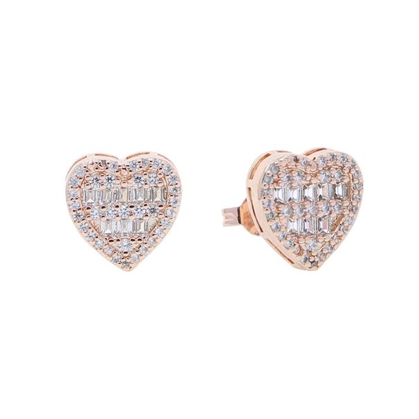 Orecchini da donna a forma di cuore con zirconi, stile Ins, in rame intarsiato, leggeri, di lusso, stile retrò, hip hop_voghion.com