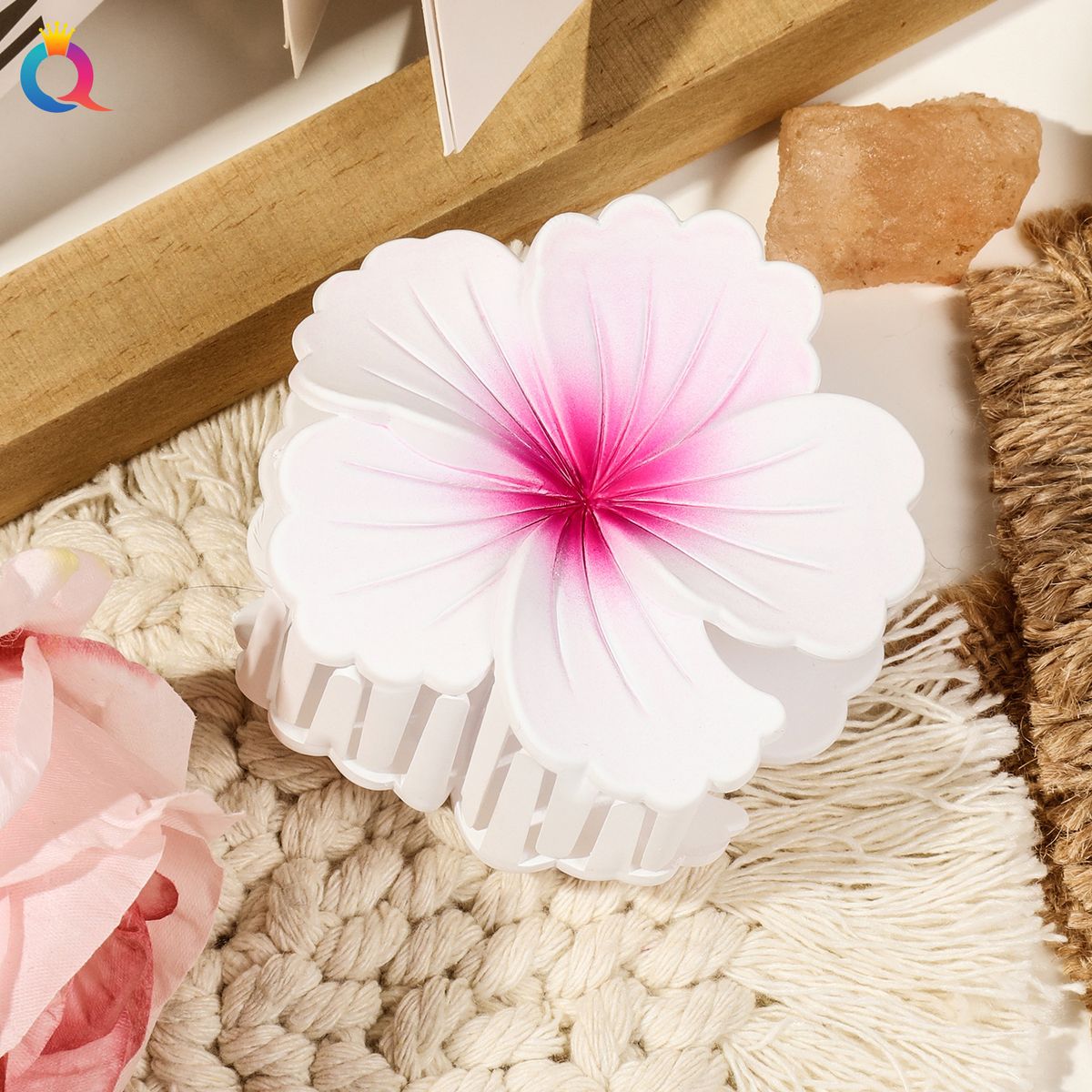 Matte Cabbage Rose Haarspange - Elegante rutschfeste Haarkralle für Frauen Strukturiertes Urlaubs-Haar-Accessoire für Strand & Hochzeit Hochsteckfrisuren_voghion.com