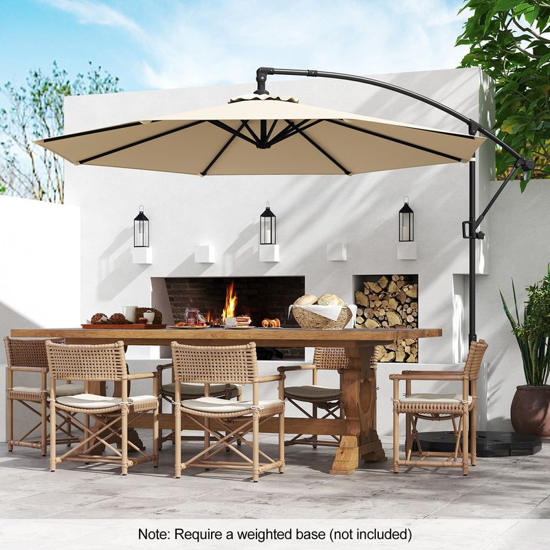 Heavy-Duty Outdoor Sun Umbrella Sun-Protective Canopy-Beige_voghion.com