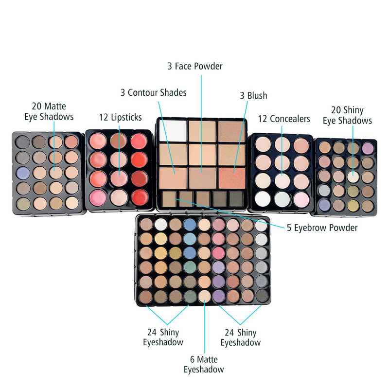 VERONNI Professional Makeup Kit - 132 Color Eyeshadow Palette With Lip Gloss, Blush & Lip Pencils, All-in-One Cosmetic Set For Makeup Artists_voghion.com