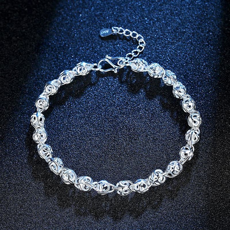 New Korean Hollow S925 Silver Bracelet, Women Bracelet_voghion.com