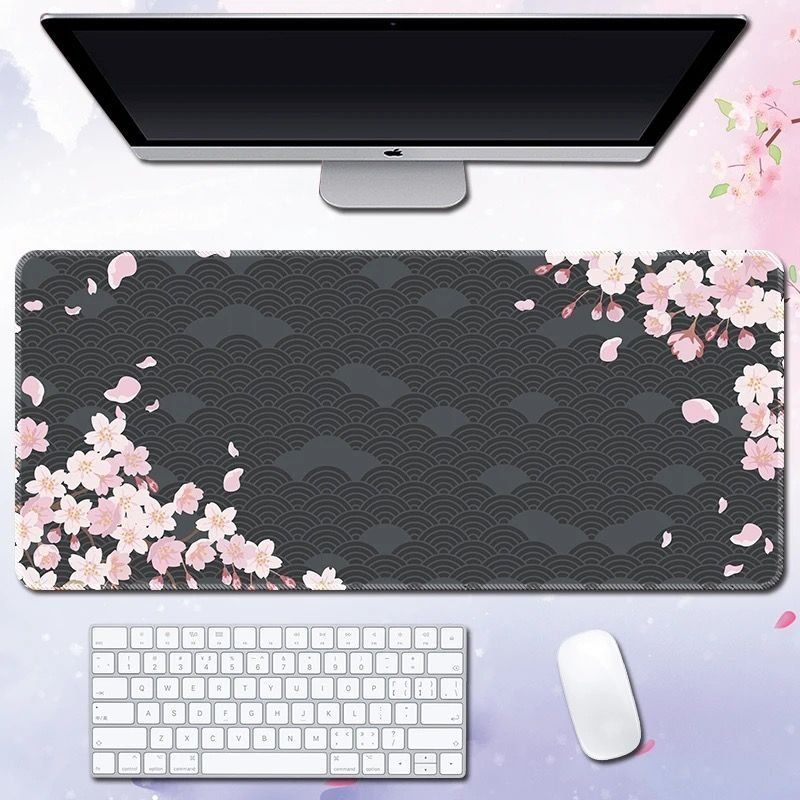 Sakura Simple Mouse Extra Large Thickened Edge Locking Dormitory Office Computer Keyboard Pad Non-Slip Dirt-Resistant_voghion.com