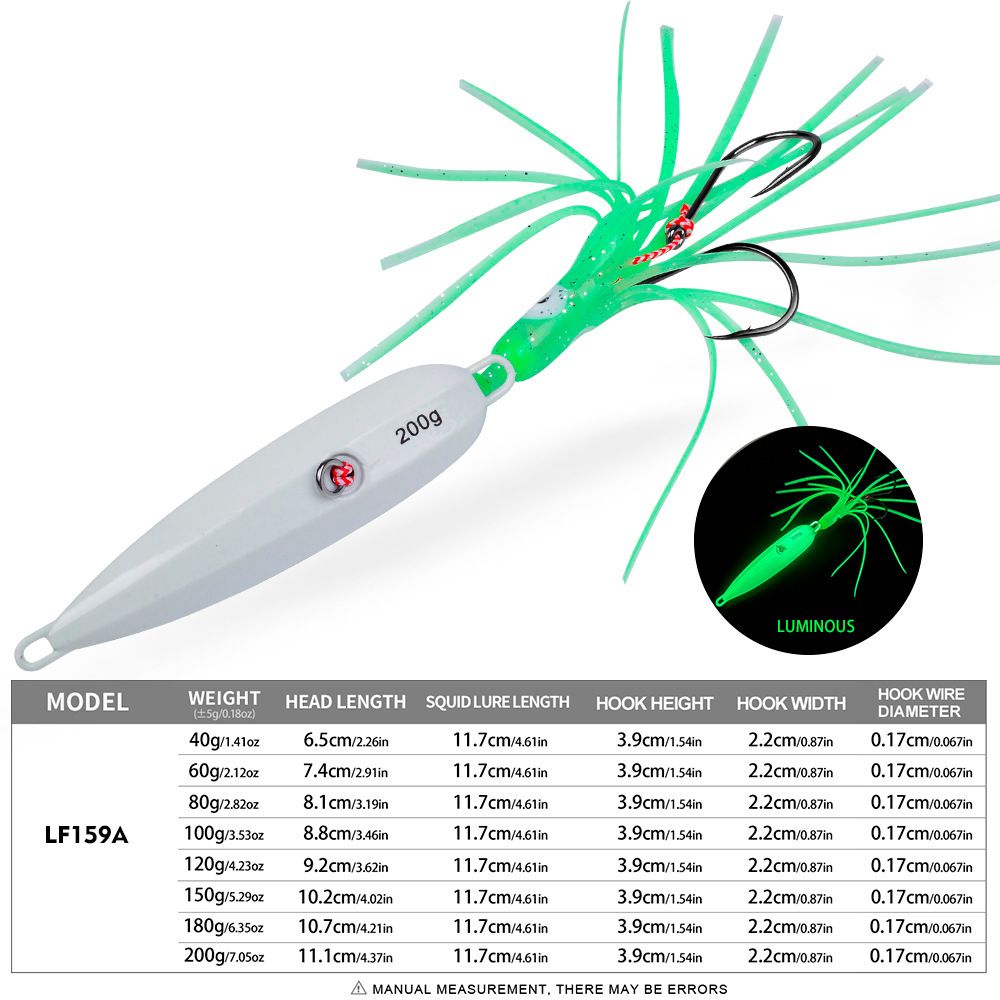 Tief leuchtender Schnurrbart-Mann-Tintenfischhaken, langsames Jiggen, Flammenmond-Köder, Eisenplatte, bionischer Meeresschleppköder_voghion.com