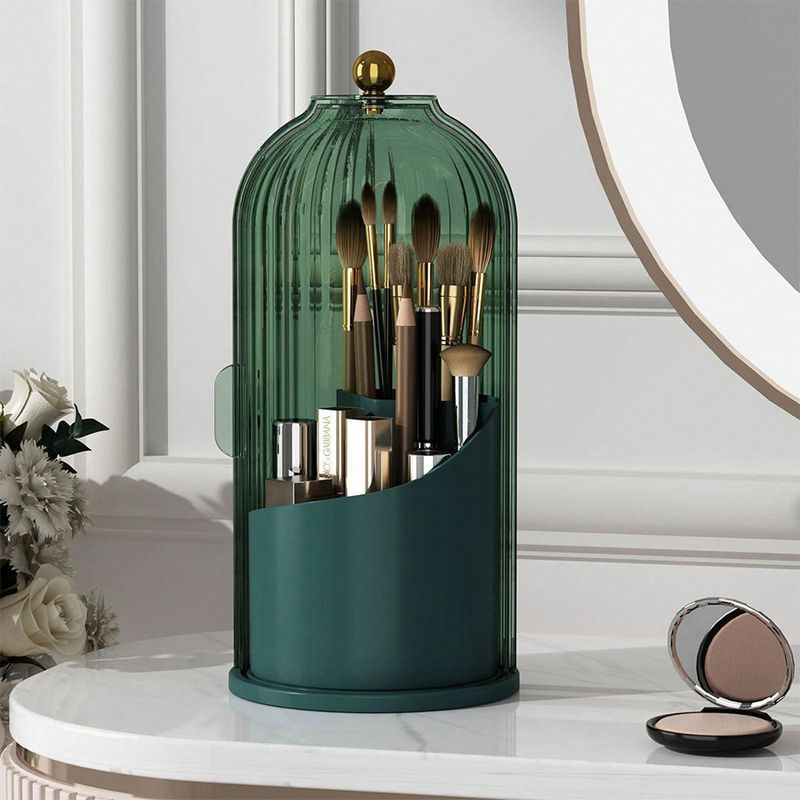Makeup Organizers Brush Storage Tube Dressing Table Rotating Pen Holder Lipstick Rack Dustproof Partition Box_voghion.com
