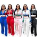 Women's New Fashion Elegant Commuter Slim Fit Color-Block Zipper Crop Top And Casual Pants Two-Piece Set_voghion.com