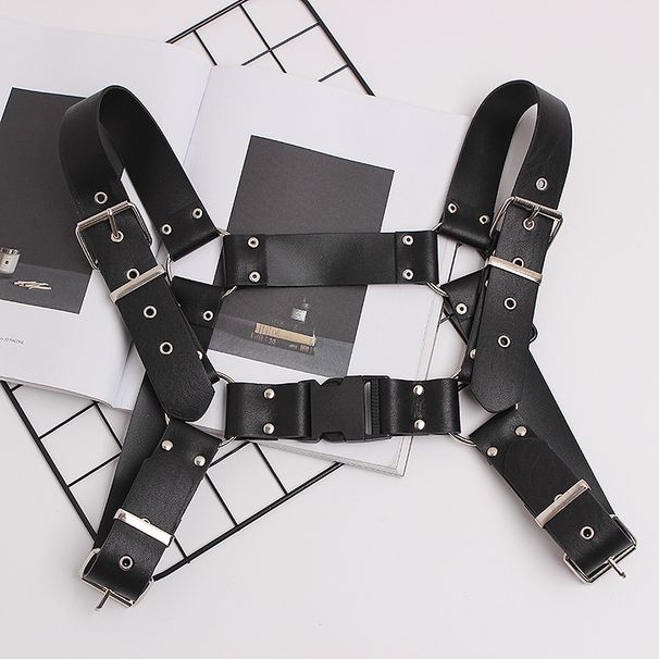 2019 new style European and American style niche design concave shape PU leather buckle outer straps trendy unisex_voghion.com