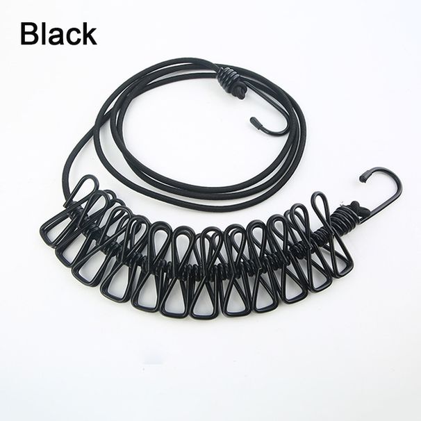 180 cm Wäscheleinen mit 12 Klammern Multifunktions-Wäscheständer Wäscheleine und Kleiderbügel Stahlseilklammern Tragbares Reisezubehör_voghion.com