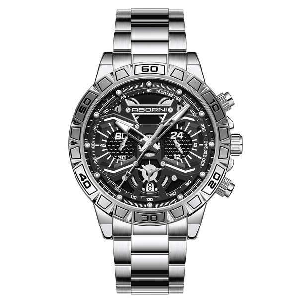 Men's Stainless Steel Quartz Watch With Skeleton Dial, Luminous Hands, Date Display, And 30M Water Resistance - Fashionable & Versatile Timepiece_voghion.com
