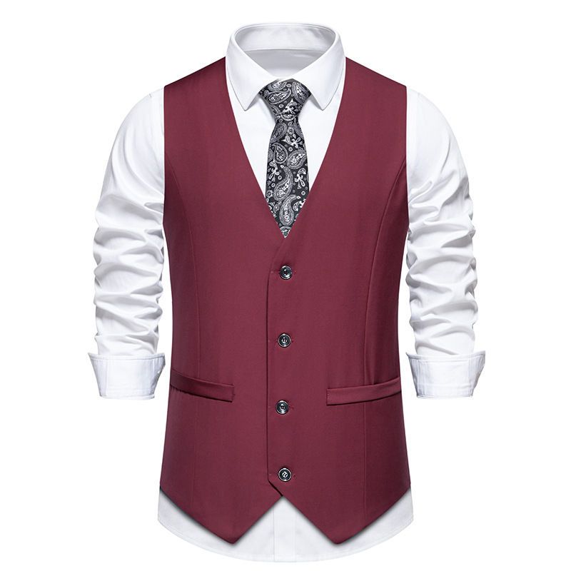 Men's Suit Vest Wedding Party V-Neck Vest Vest_voghion.com
