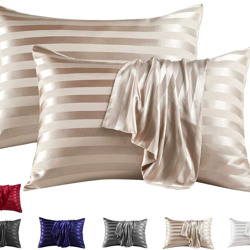 Jacquard Silky Satin Pillowcase ,Similar To Silk Pillowcase 2 Pack, Pillow Case For Sleeping Women With Envelope Closure, Gifts For Women Men_voghion.com