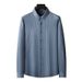 Camicia a righe in cashmere a maniche lunghe elasticizzata da uomo, taglie forti, camicia casual da uomo con risvolto, taglie forti_voghion.com