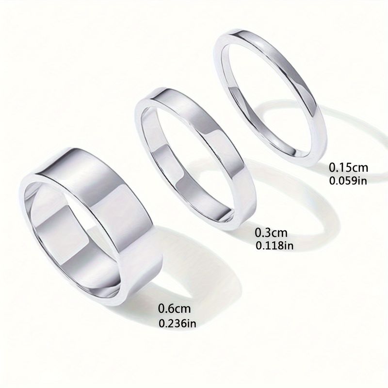 Set di anelli minimalisti in acciaio inossidabile per uomo e donna - Anelli a fascia sottile impilabili in oro bianco, design geometrico, anelli di coppia abbinati_voghion.com