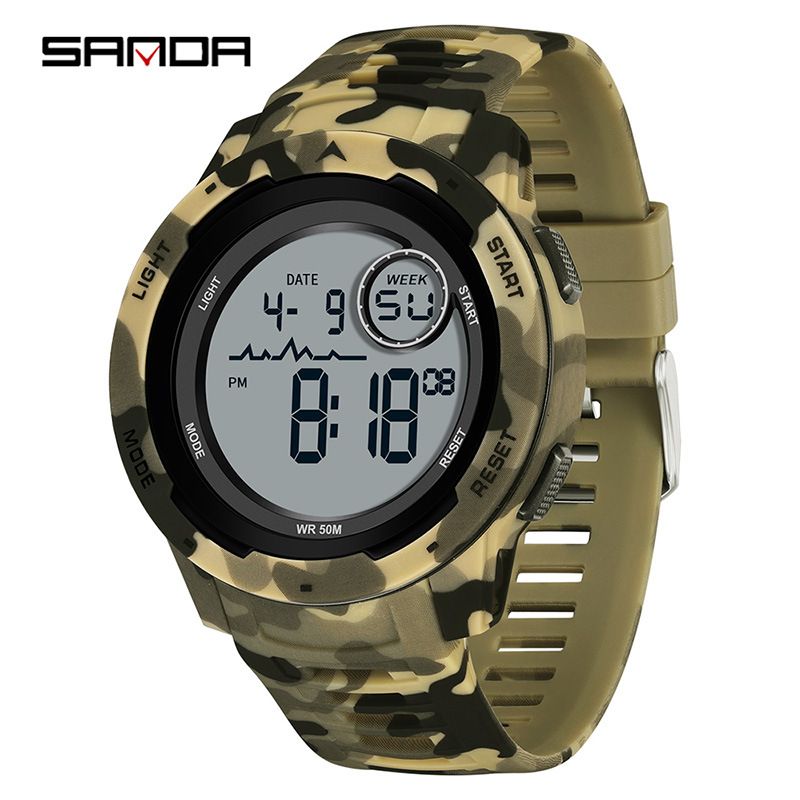 Camouflage Digital Watch With LED Backlight, Alarm, Stopwatch, Waterproof For Men & Women Alarm Clock Multifunctional Electronic Watch_voghion.com