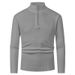 Stilvoller Herren-Strickpullover mit halbem Reißverschluss – Herbst & Winter, schmal geschnitten, lässiger Pullover mit Stehkragen (Weiß, Hellgrau, Dunkelgrau, Schwarz)_voghion.com