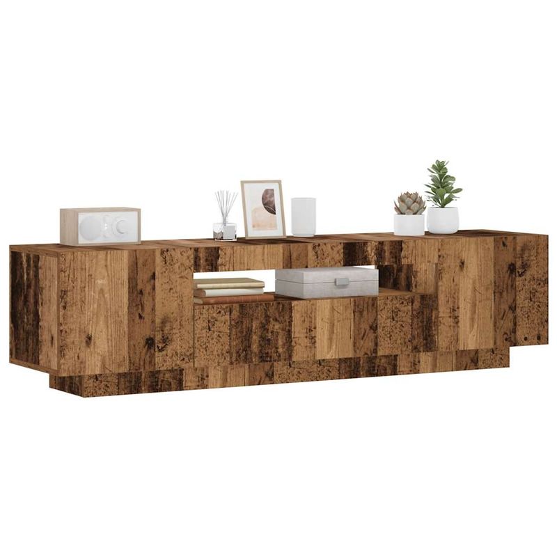 TV-Schrank mit LED-Leuchten Altholz-Optik 160x35x40 cm_voghion.com