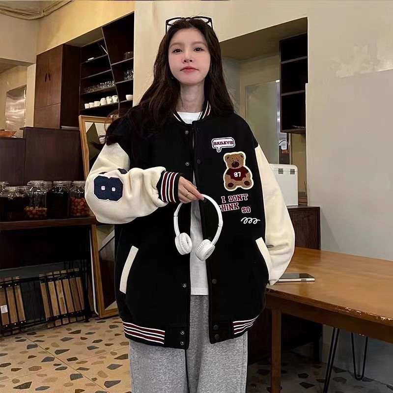 Deeptown Bomber Jacket Women Korean Streetwear Fashion Hip Hop Oversized Cute Baseball Jackets Autumn Couple Thin Coat_voghion.com