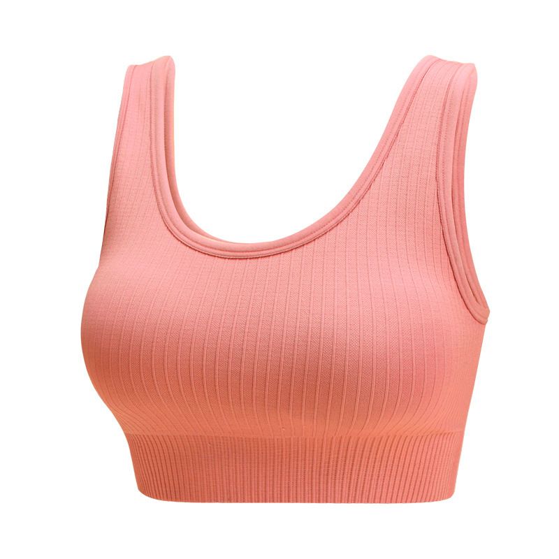 Saishi New Summer U-Shaped Vest Fitness Running Yoga Top Wireless Vertical Striped Sports Bra For Women_voghion.com
