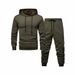 Men's Fleece-Lined Hooded Sweatshirt & Jogger Pants Set - Lightweight, All-Polyester, Streetwear Essentials For Spring & Autumn_voghion.com