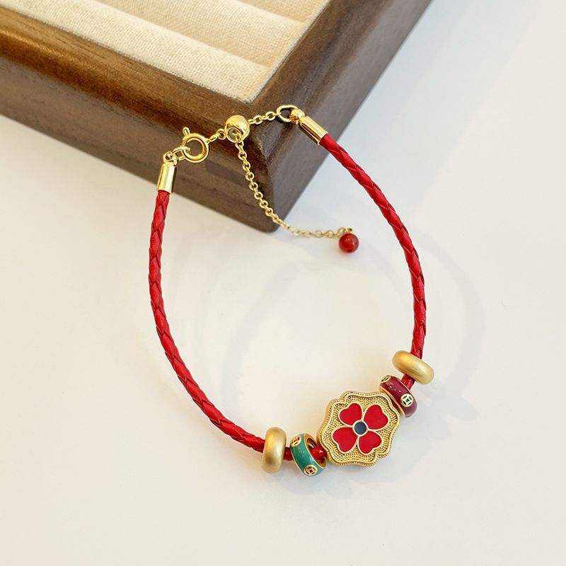 New Four Leaf Clover Chinese Style Snake Red Rope Bracelet With A Sense Of , Simplicity, Temperament, Zodiac Year Leath_voghion.com