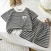 Children's Short Sleeved Suit Black And White Striped Boy's T Shirt Baby Summer Children's Clothing Girl's Shorts Baby Clothes New Style_voghion.com