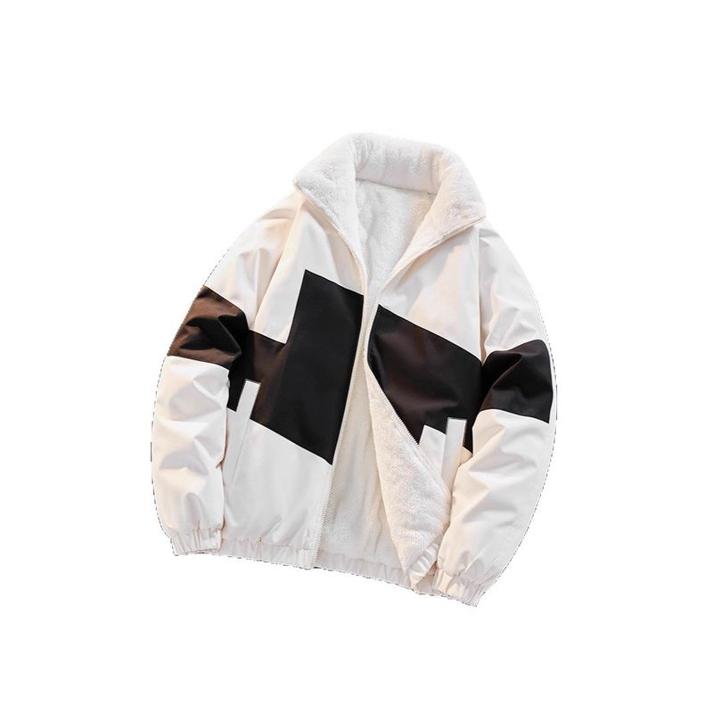 Giacca invernale in pile per ragazzi con design impermeabile e antivento, capospalla in poliestere spesso per adolescenti, cappotto casual alla moda con blocchi di colore_voghion.com