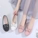 2025 Spring And Autumn New Solid Color Bow Decoration Round Toe Mid-Calf Slip-On Flat Casual Shoes Trend_voghion.com