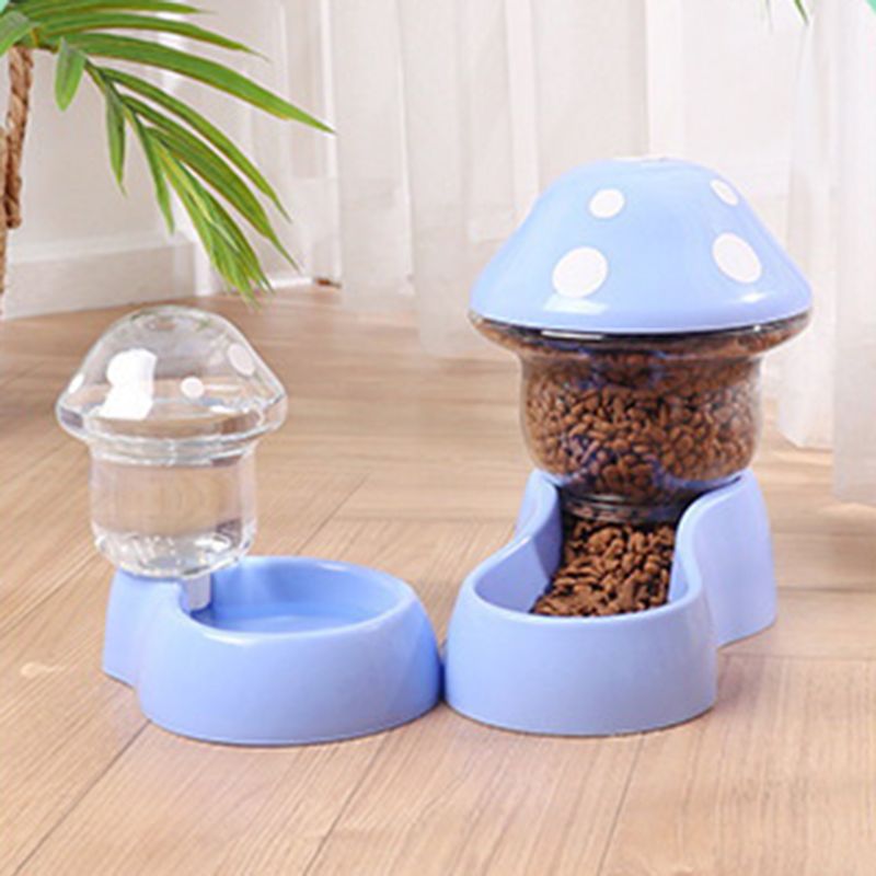 Guangying 1 Set Cat Water Feeder Auto Replenishment Large Capacity Mushroom Shape Pet Dog Cat Water Food Container Pet Supplies_voghion.com