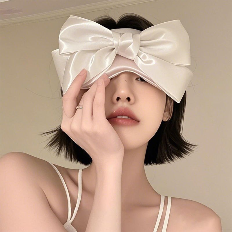 Maschera con fiocco carino, traspirante, in seta, speciale e confortevole, per occhi, foto, artefatto, per dormire, blocca la luce, principessa_voghion.com