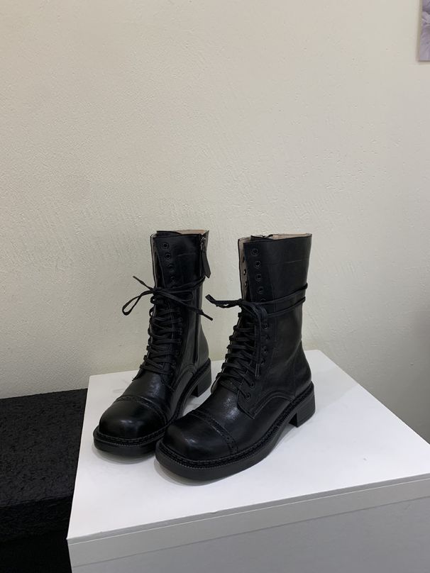 Chunky Heel French British Style Lace-up Martin Boots For Women 2025 Autumn New Model_voghion.com