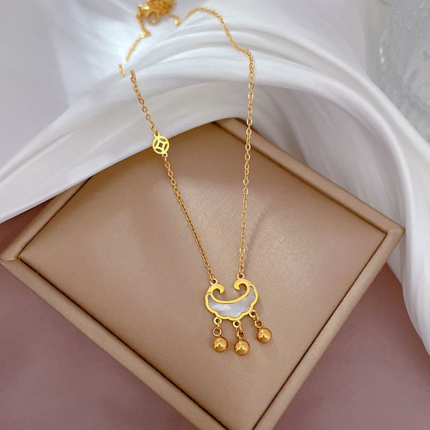 Collar de oro auténtico para mujer, de acero inoxidable, con cierre de moneda de larga duración y cadena roja de malla INS._voghion.com