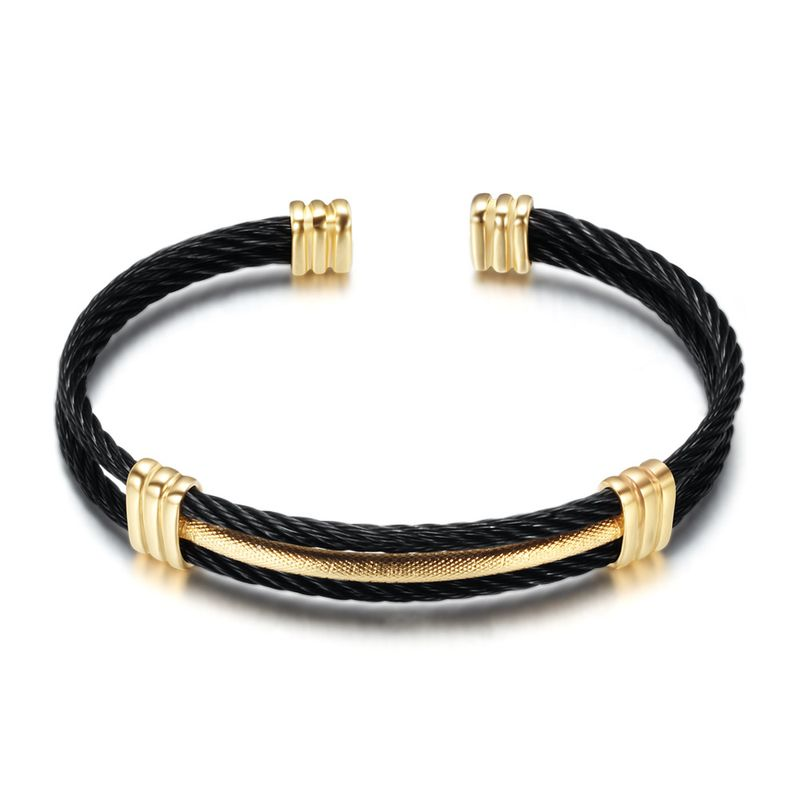 304 Stainless Simple Bracelet, Titanium Steel Two Color Electroplated Copper Woven Bracelet_voghion.com