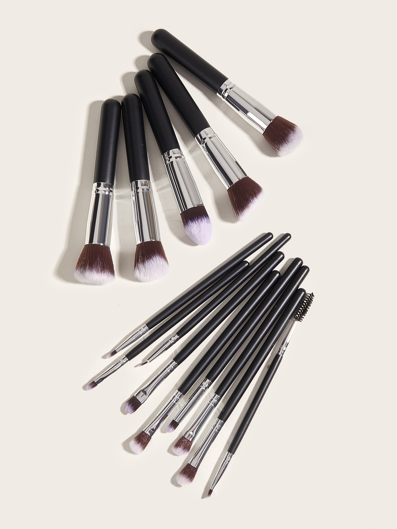 14-teiliges schwarzes Make-up-Pinsel-Set, hochwertig, fünf große und fünf kleine, inklusive Foundation-Pinsel, doppelseitiger Pinsel FINDCOLOR_voghion.com
