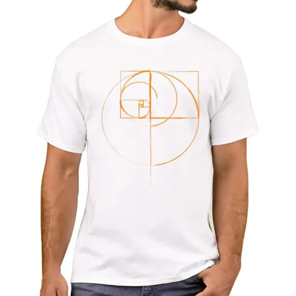 TEEHUB Modisches geometrisches Herren-T-Shirt mit Fibonacci-Golden-Ratio-Kreis-Print, kurzärmelig_voghion.com