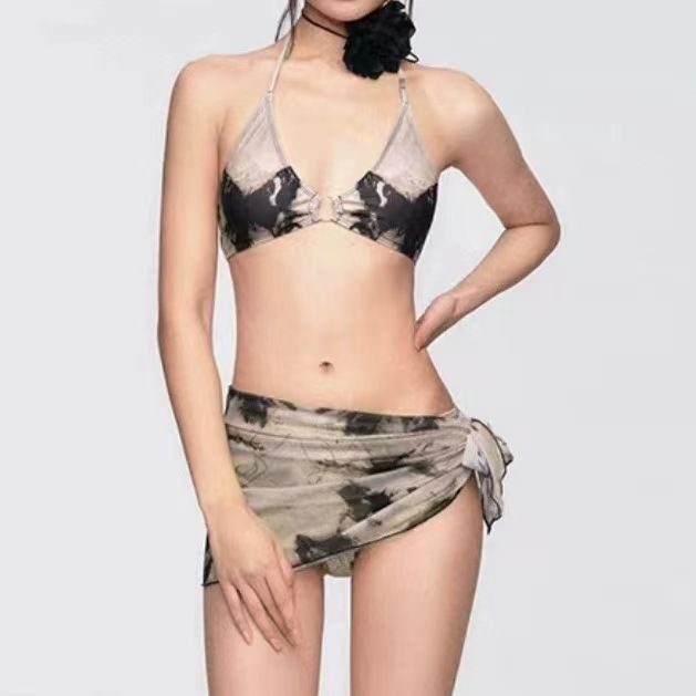 Costume da bagno da spiaggia per le vacanze con push-up, stile Wasteland, di alta qualità, in tre pezzi, con piccolo seno, per donna_voghion.com