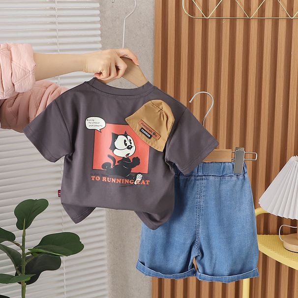 2024 Νέο σετ δύο τεμαχίων για αγόρια με κοντομάνικο αθλητικό ντύσιμο για αναψυχή και αθλητικά, μωρουδιακά, καλοκαιρινά, λεπτότερα, για παιδιά_voghion.com