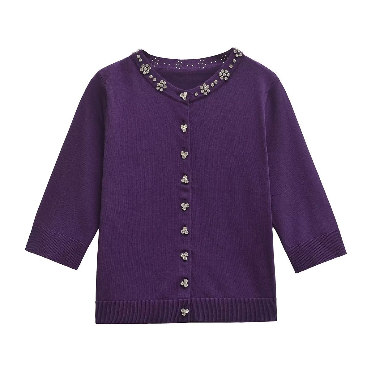 Women s clothing autumn and winter new jewelry bead decoration knitted jacket_voghion.com