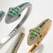 Women's Jewelry Elegant Open Snake Bracelet With Zircon And Green Stones, Fashionable Statement Piece For Everyday Wear Or Special Occasions_voghion.com
