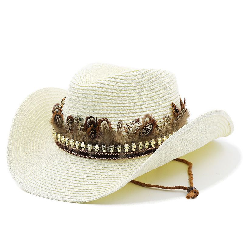 Etninen tyyli Länsi Cowboy Straw Kevät/Kesä Uusi Tiibetin Top Ratsastus Camping American Hat_voghion.com
