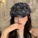 Korean version fringed star denim beret for women's summer 2024 new forward versatile casual niche newsboy hat_voghion.com