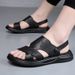 Top Layer Cowhide Sandals Summer 2025 Soft Soled Beach Shoes Men's Casual Wear, Suitable For Both Middle-aged Elderly_voghion.com
